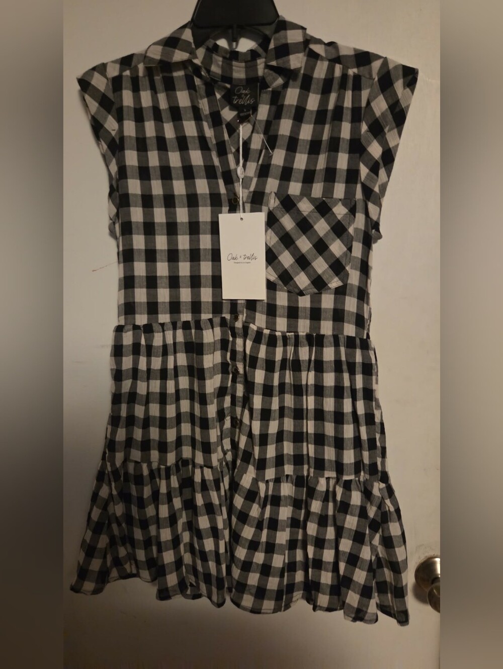 Oak & Trellis Black & White Gingham Girls' Dress Size Small